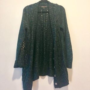 Elizabeth and James green/silver wool sweater